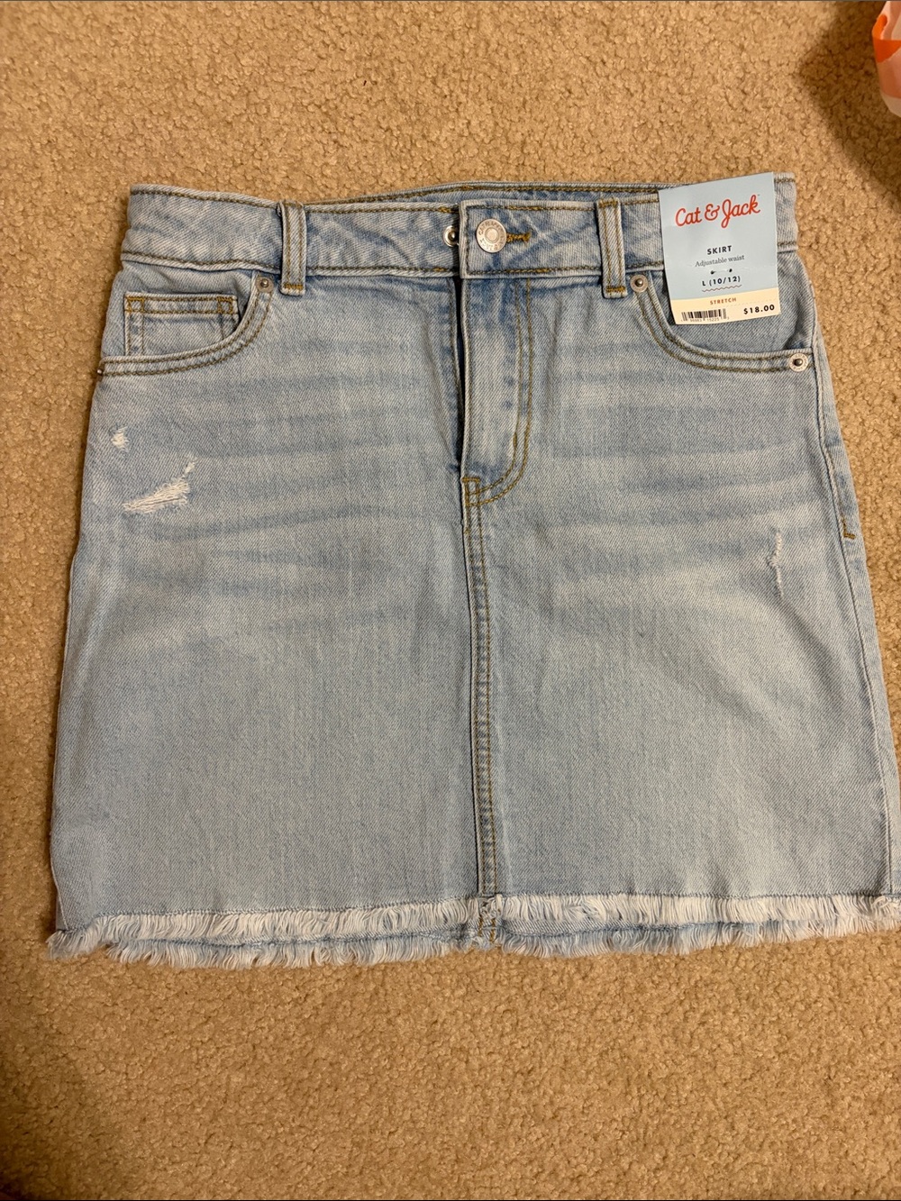 Cat & Jack Pale Blue Frayed-Hem Denim Mini Skirt
